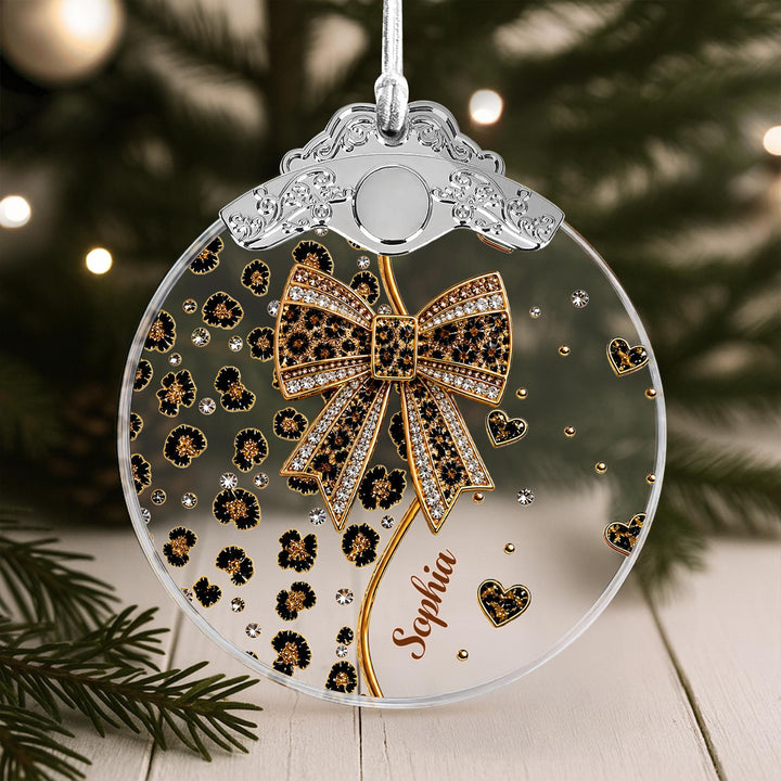 A Touch Of Wild Elegance, Personalized Glass Ornament, Gift For Her