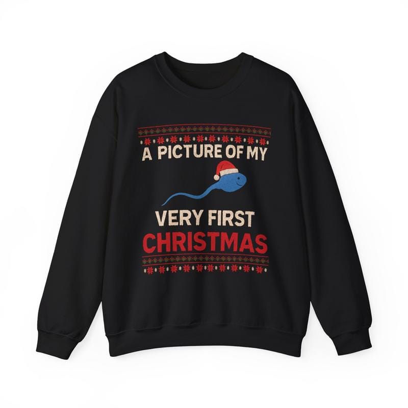 A Picture Of My Very First Christmas Unisex Heavy Blend™ Crewneck Sweatshirt - Santa Hat - Ugly Sweater - Funny - Gift for Men and Women