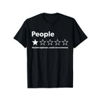 Unisex-Adults T-Shirt - Black,  Short Sleeve - Funny Review People One Star: Absolute  Would , Suitable for Mens & Womens Outdoor T-Shirt, 100%cotton,