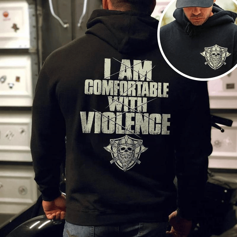 (Beidseitig bedruckt) T-Shirt, Sweatshirt, Hoodie „Ich habe kein Problem mit Gewalt“ 