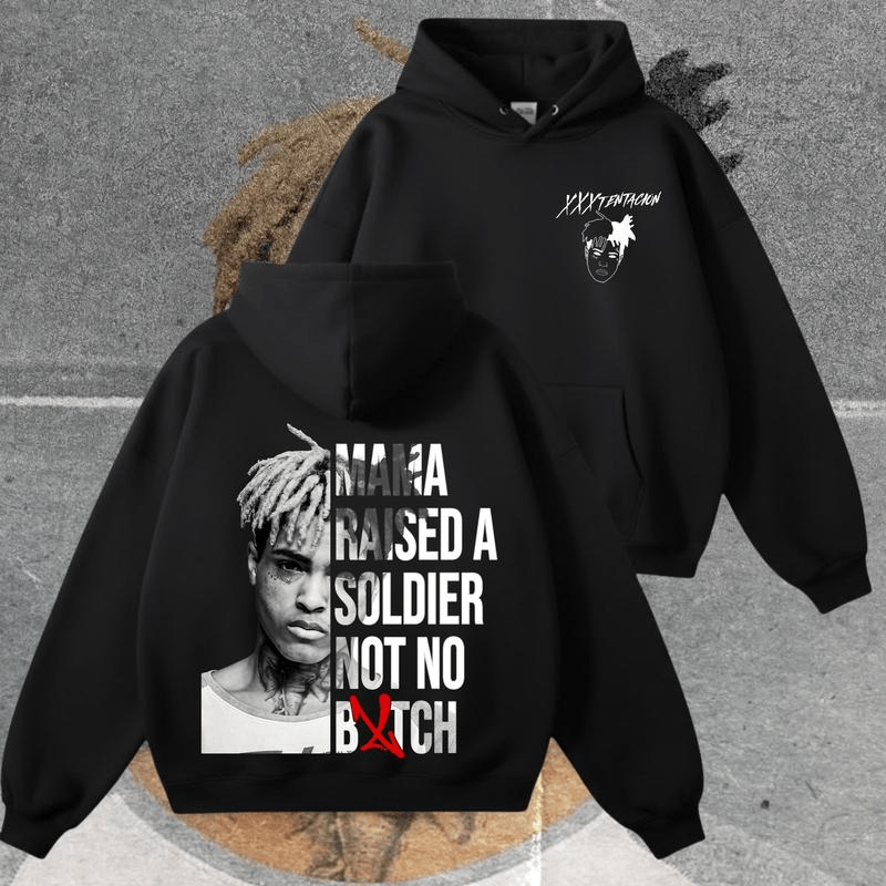 XXXTentacion Hoodie, Mama Raised A Soldier Shirt, Vintage Rapper 2 sided T-Shirt, Retro Tribute Rapper Pullover, xxxtentacion Y2K tee, Gift For Him, Streetwear Top