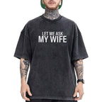 Men's Crewneck Sweatshirt Featuring Bold White Text Slogan Across Chest