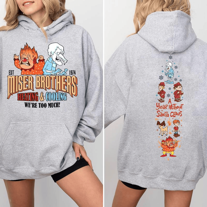 Vintage A Year Without Santa Claus Sweatshirt, Miser Brothers Shirt, Retro Christmas Hoodie, Snow Miser Heat Miser Sweatshirt, Heating and Cooling Miser Shirt