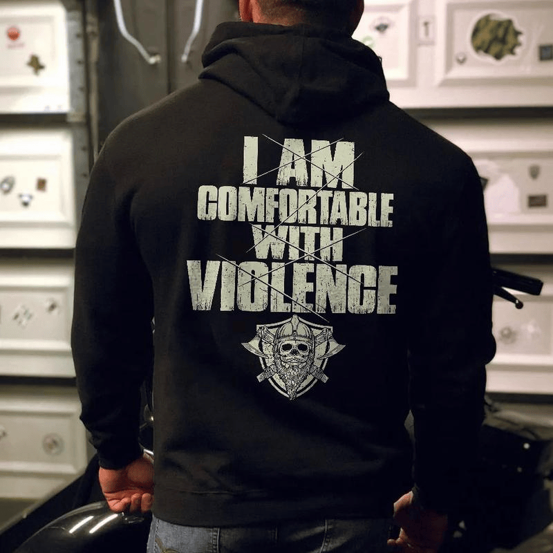 (Beidseitig bedruckt) T-Shirt, Sweatshirt, Hoodie „Ich habe kein Problem mit Gewalt“ 