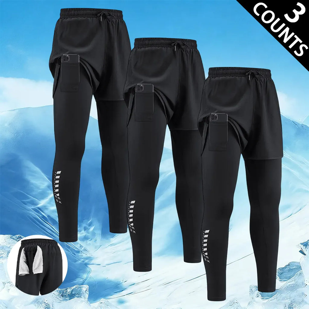 Mens Breathable Workout Set 2-in-1 Running Tights for Gym Training