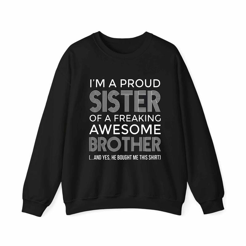 Vintage Style Unisex Hoodie – Proud Sister and Awesome Brother Funny Round Neck Sweatshirt