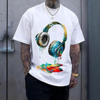Classic Cotton Printed T-Shirt for Men Slim Fit Eco-Friendly Dyeing Soft Comfortable Versatile Streetwear Style Casual Menswear Top Jeans Original Pants Stylish Tshirt Tropical Shoe