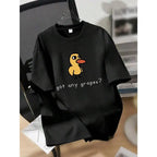 Teen Girl Cartoon Duck And Slogan Print Graphic Tees For Girl Short Sleeve T Shirts,Teen Girl's Summer Tops Crewneck Shirt Blouse.