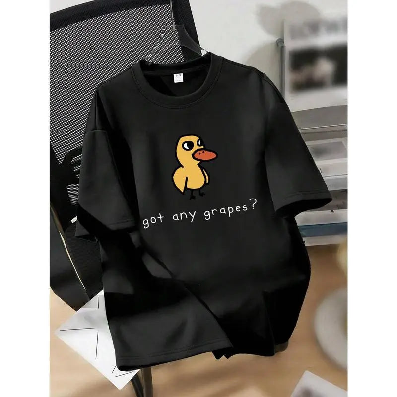 Teen Girl Cartoon Duck And Slogan Print Graphic Tees For Girl Short Sleeve T Shirts,Teen Girl's Summer Tops Crewneck Shirt Blouse.