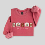 Retro Winter Stamp Sweatshirt, Patchwork Christmas Stamps Sweater, Coquette Christmas Sweatshirt, Winter Stamp Sweatshirt
