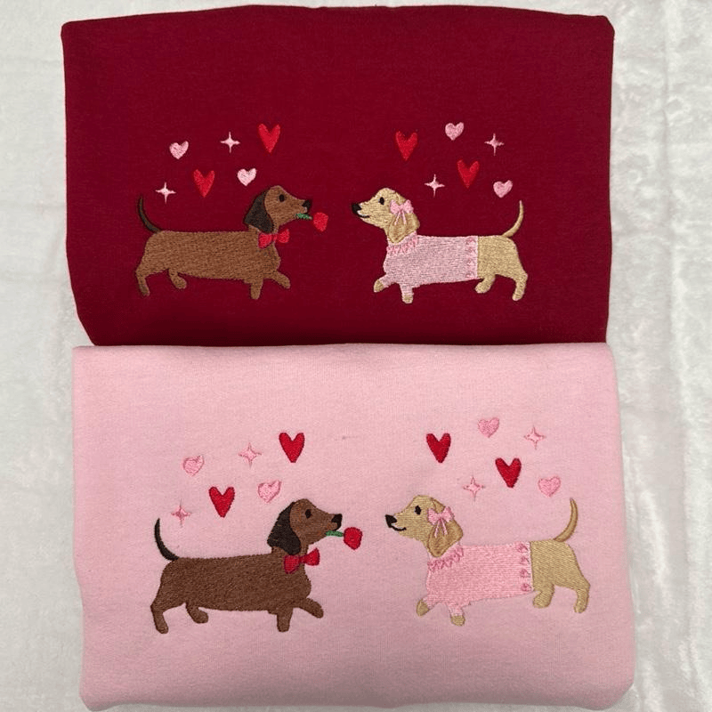Dachshund Valentine’s Day sweatshirt embroidered sweatshirt