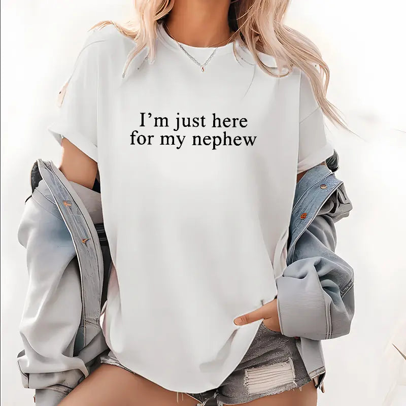 I'm Just Here For My Nephew  Shirt, New Future Aunt T-shirt, Cute Auntie Graphic Tee, Funny Titi Clothing