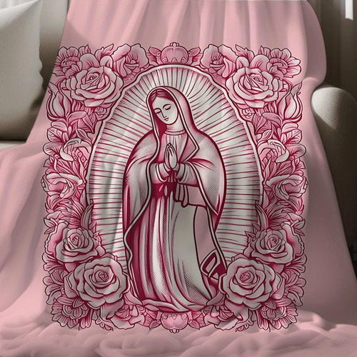 Kuschelige rosa Mariendecke – superweicher Samt mit Blumenmuster, perfektes Geschenk für Mama, Oma, zum Geburtstag und Valentinstag, ideal für Sofa, Bett, Reisen und Wohnzimmer, multifunktionale Decke | Blumendecke | Plüschige Textur, Meditationsdecke