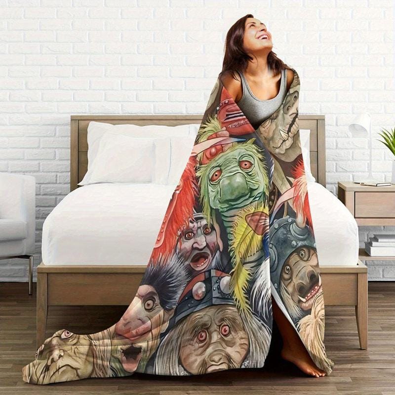 Labyrinth Movie Blanket Flannel Jareth Goblin King Design Ultra Soft All Season Throw Gift For Fans Couch Bed Office Travel Fantasy Decor