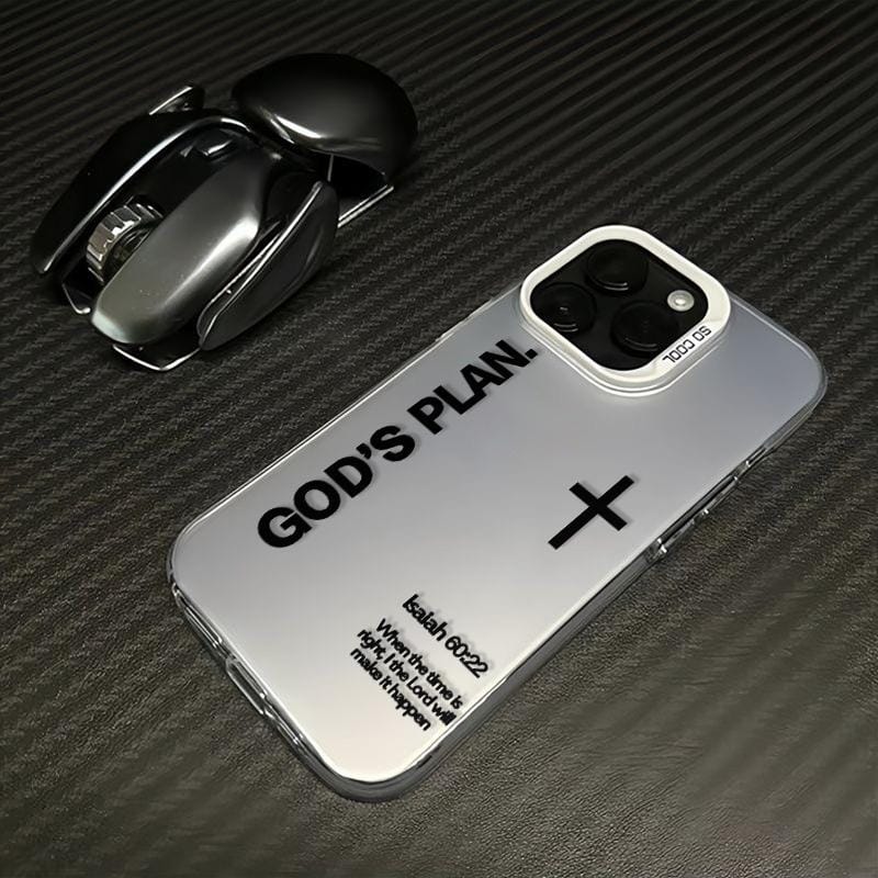 God's Plan Phone Case Cross Pattern Religious Art Fashion TPU Laser Craft Anti-Drop Case for iPhone 17 16 15 14 13 12 11 Samsung Galaxy S25 S24 S23 S22