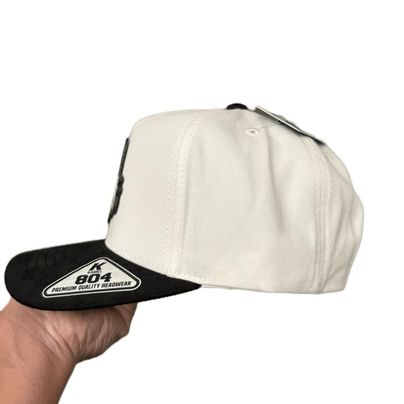 Alpha Wolf Hat Lobo Entre Ovejas Corrido Style Snapback Premium Black & White Cap with Wolf Patch