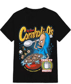 "Cornholi-O's" Beavis and Butthead Parody American Retro Black Short-Sleeved Unisex T-Shirt