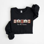 Retro Winter Stamp Sweatshirt, Patchwork Christmas Stamps Sweater, Coquette Christmas Sweatshirt, Winter Stamp Sweatshirt