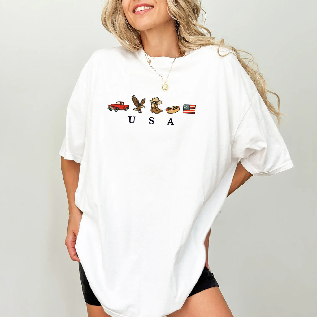 ChicCotton USA Icons Comfort Colors Shirt, American Flag T-shirt, 4th Of July Graphic Tee, Country Clothing, Western Outfits, Independence Day Shirt