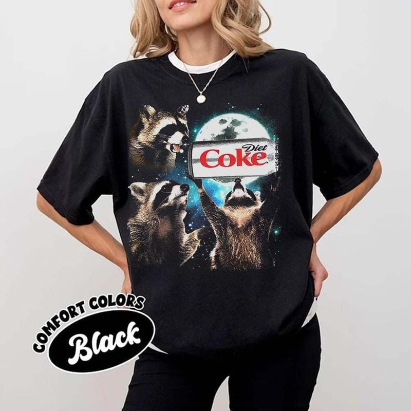 Three Raccoons Diet Coke Vintage Comfort Color T-shirts, Funny Meme Genz Dank Raccoons, Gifts, Unisex Tee, Top Menswear Underwear Crewneck