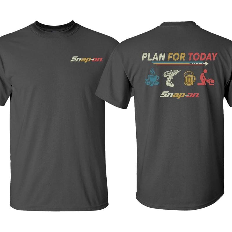 Collection PLAN FOR CHRISTMAS/TODAY Snap-on  T-Shirt - Double Sided Printed 100% Cotton Fitted Crew Neck Short Sleeve Casual Unisex Top Made in USA