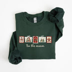 Retro Winter Stamp Sweatshirt, Patchwork Christmas Stamps Sweater, Coquette Christmas Sweatshirt, Winter Stamp Sweatshirt