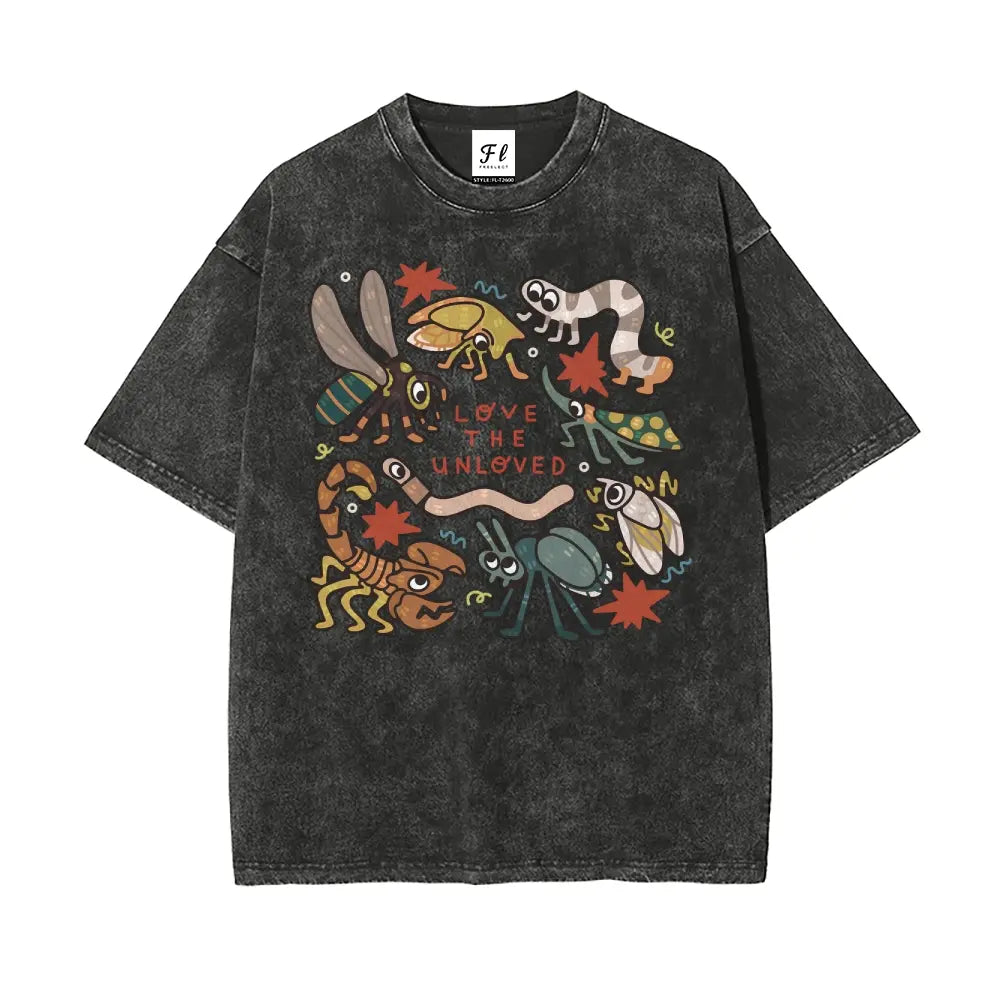 Love The Unloved Insect Lover Shirt S~5XL Oversize Unisex Washed T-Shirt for Women and Men's Unisex Fit Batik Cotton Oversize Streetwear Menswear  Super Soft Pre-Shrunk
