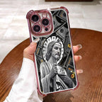 San Judas Tadeo Electroplated TPU Shockproof Phone Case for iPhone X–17 Pro Max