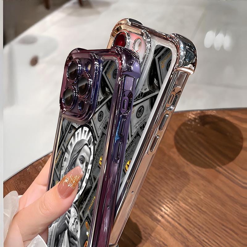 San Judas Tadeo Electroplated TPU Shockproof Phone Case for iPhone X–17 Pro Max