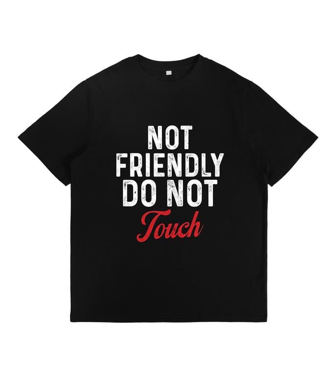 „Nicht freundlich – Nicht anfassen!“ Humorvoller schwarzer Hoodie – Extrem atmungsaktiv und strapazierfähig – Lässiges Outfit mit Kängurutasche – Klassische Passform für Frühling/Herbst 