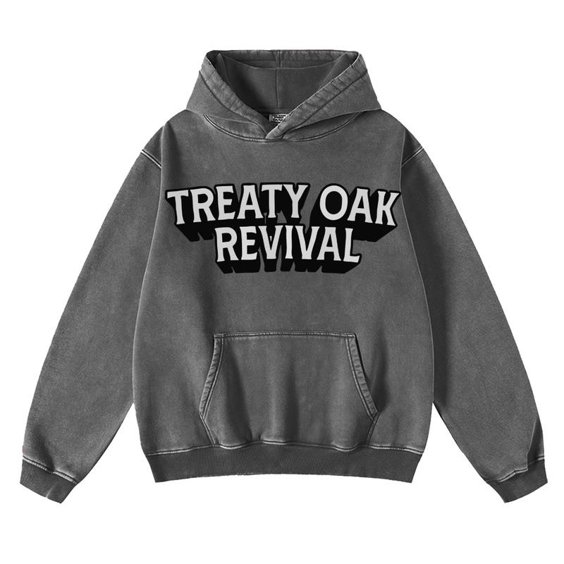 Retro Treaty Oak Revival Western Hoodie 100% Pure Cotton Thick Durable Loose Fit Vintage Bar Cowboy Graphic Rock Music Lover Hoodie for Spring Autumn