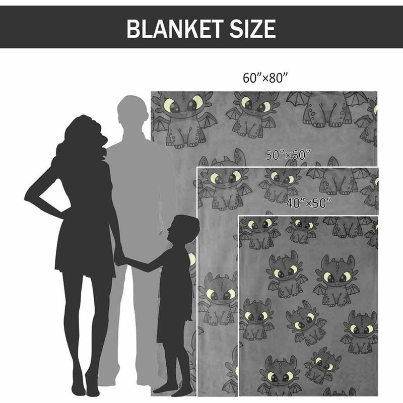 Toothless Flannel Blanket How to Train Your Dragon Pattern Cozy Soft Lightweight Warm for Couch Sofa Bed Living Room Travel Home Decor Gift