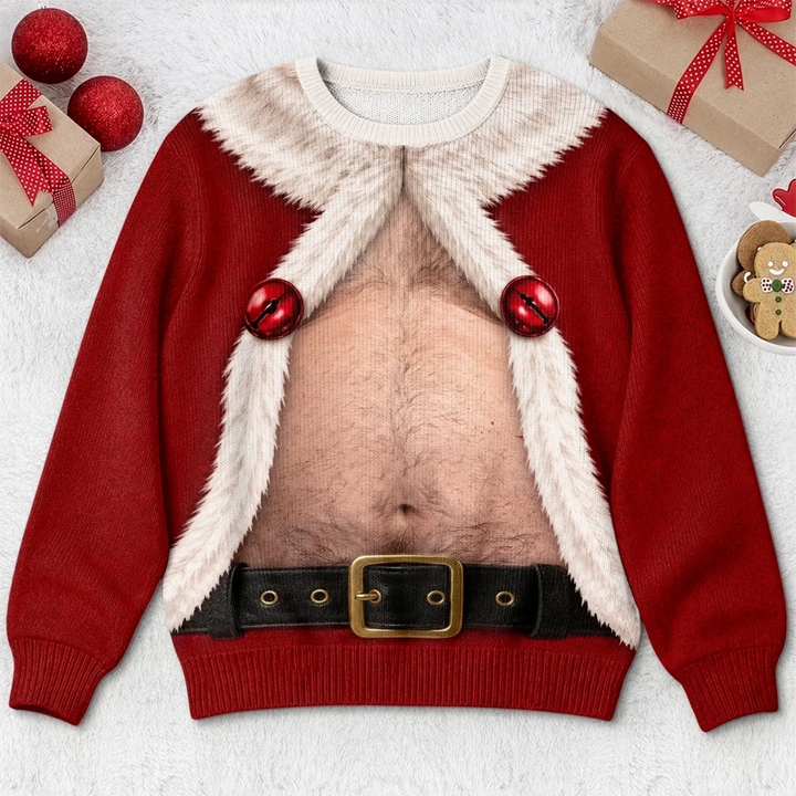 Custom Funny Ugly Sweatshirt - Personalized Christmas Birthday Gifts For Husband, Son, Grandson, Brother, Grandpa, Dad, Yourself - Santa’s Favorite Bad Decision