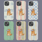Cute Orange Cat Phone Case with Fish Pastel Pattern Protective Cover Gift for Her Him Many Background Cartoon Phonecover Ocean Sleek Durable UV Printed Shock Resistant TPU Lining