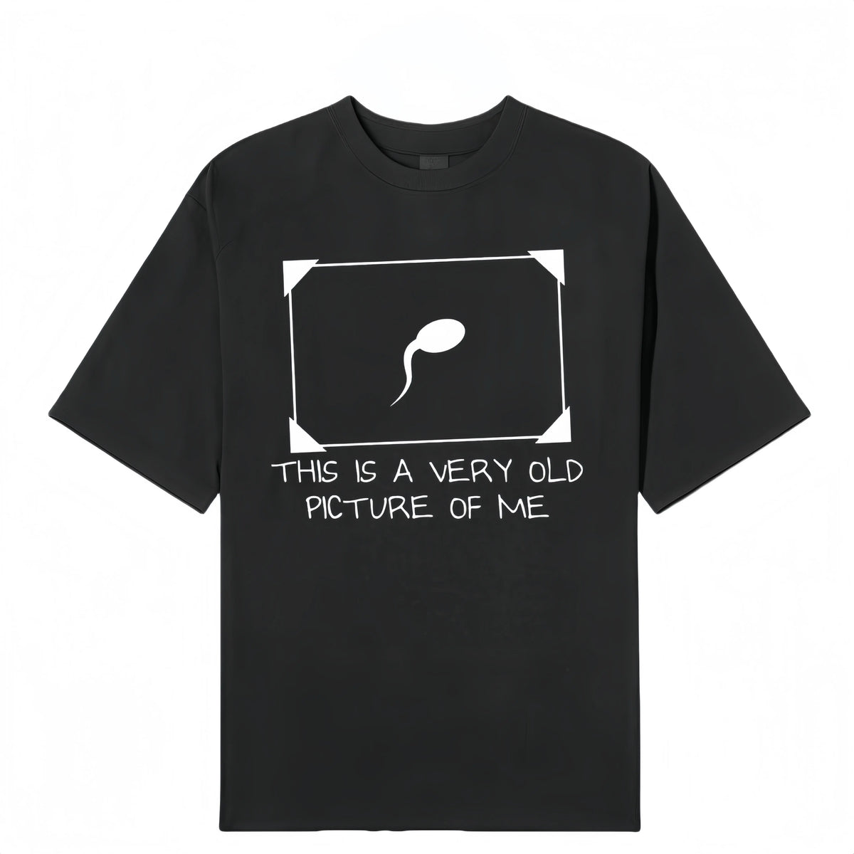 Men's Round Neck Short-Sleeve T-Shirt - Breathable Menswear Tee, Unisex Casual Streetwear Top with Funny Reproductive Cell Graphic & 'Very Old Picture of Me' Slogan for Summer Vibes, Outdoor Fun