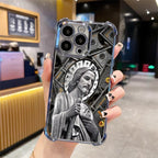 San Judas Tadeo Electroplated TPU Shockproof Phone Case for iPhone X–17 Pro Max