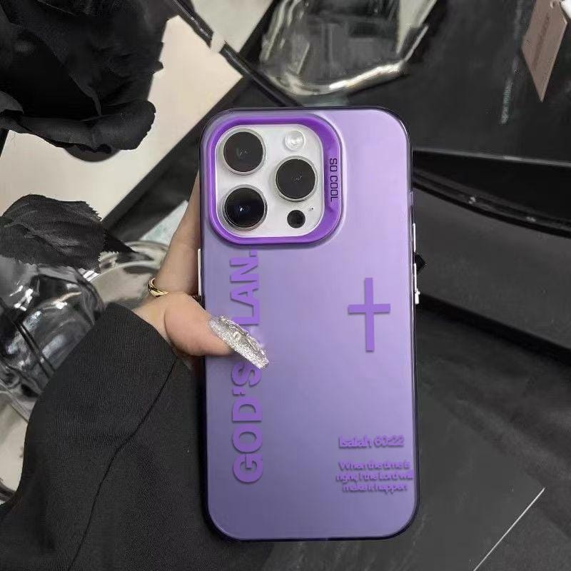 God's Plan Phone Case Cross Pattern Religious Art Fashion TPU Laser Craft Anti-Drop Case for iPhone 17 16 15 14 13 12 11 Samsung Galaxy S25 S24 S23 S22