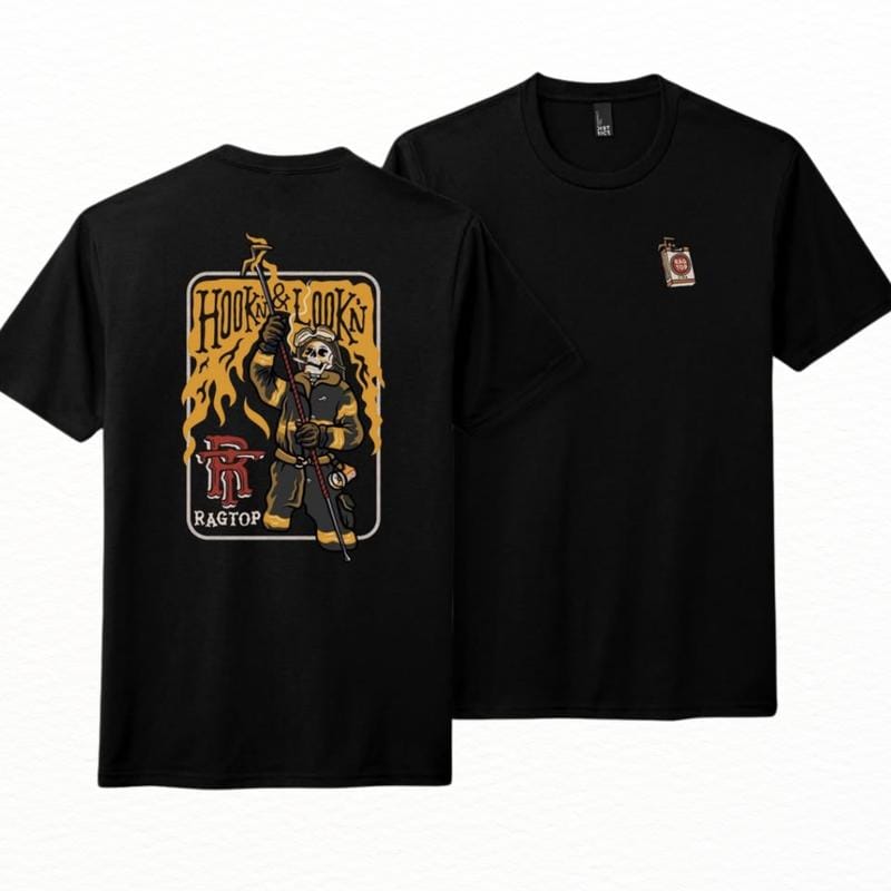 Firefighter Tshirt, Hoodie, Sweatshirt 2 Sided, Hook & Look’n Skeleton Firefighter Graphic
