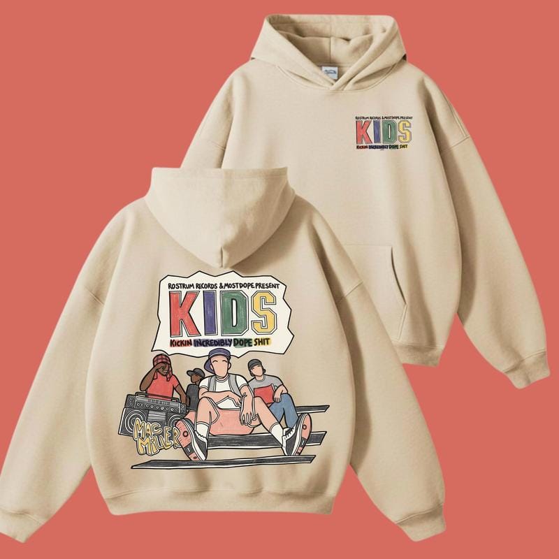 Mac Miller KIDS Album Hoodie – Vintage Hip Hop Sweatshirt, Streetwear Pullover, Graphic Unisex Music Shirt, 2-Sided Print, Full Size Gift for Fans