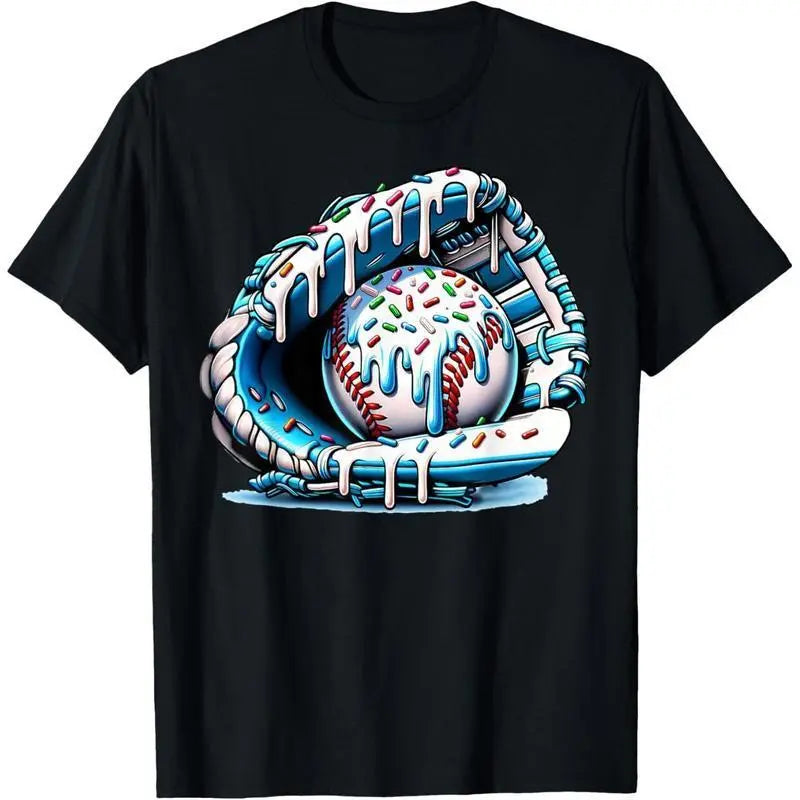 Baseball Drip Ice Cream Sprinkles Baseball Glove aldult l men’s T-Shirt