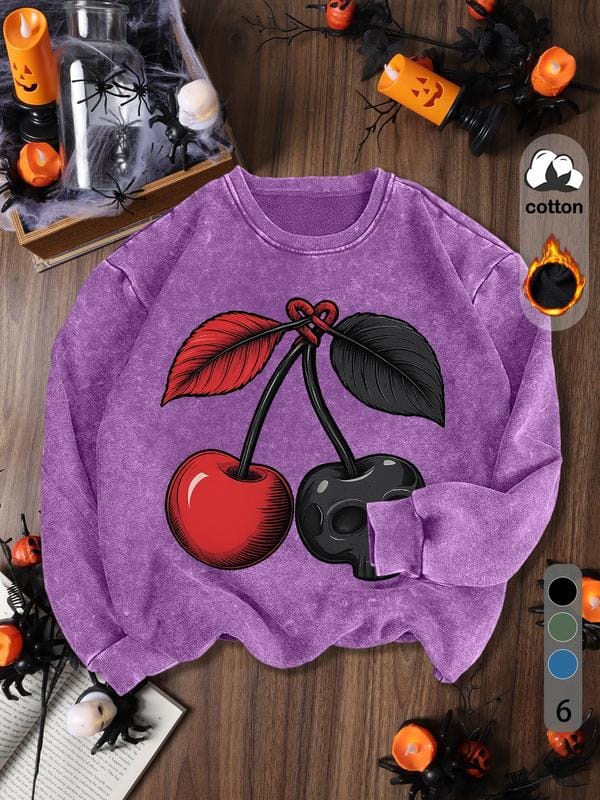 Women's Casual Vintage Soft Pullover Sweatshirt, Round Neck Long Sleeve Fleece Lined Hoodie for Fall Winter Fashion