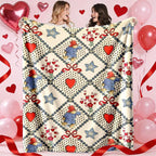 Valentine's Paddington Bear Heart Blanket, Plush Flannel Fabric for Warmth
