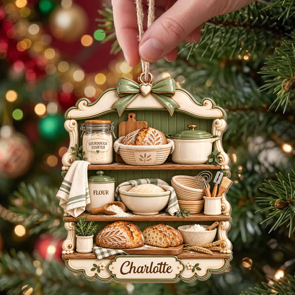 Sourdough Baker Shelf, Personalized Wood Ornament, Gift For Bakers - 2
