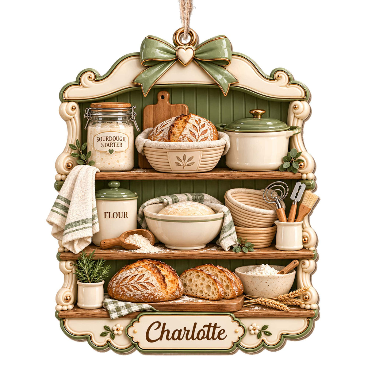 Sourdough Baker Shelf, Personalized Wood Ornament, Gift For Bakers - 13