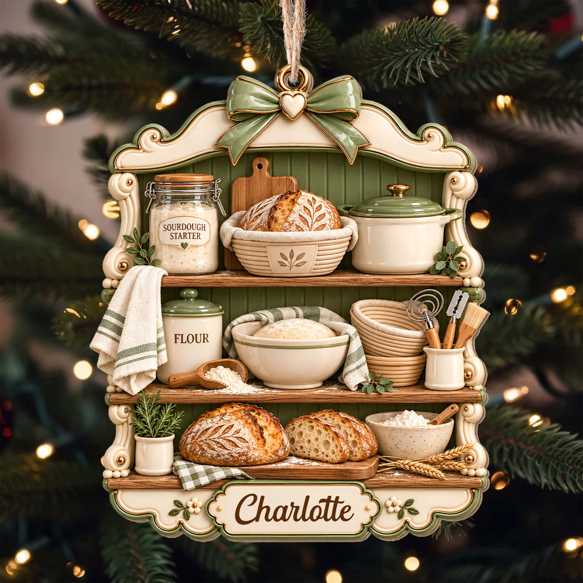 Sourdough Baker Shelf, Personalized Wood Ornament, Gift For Bakers - 1