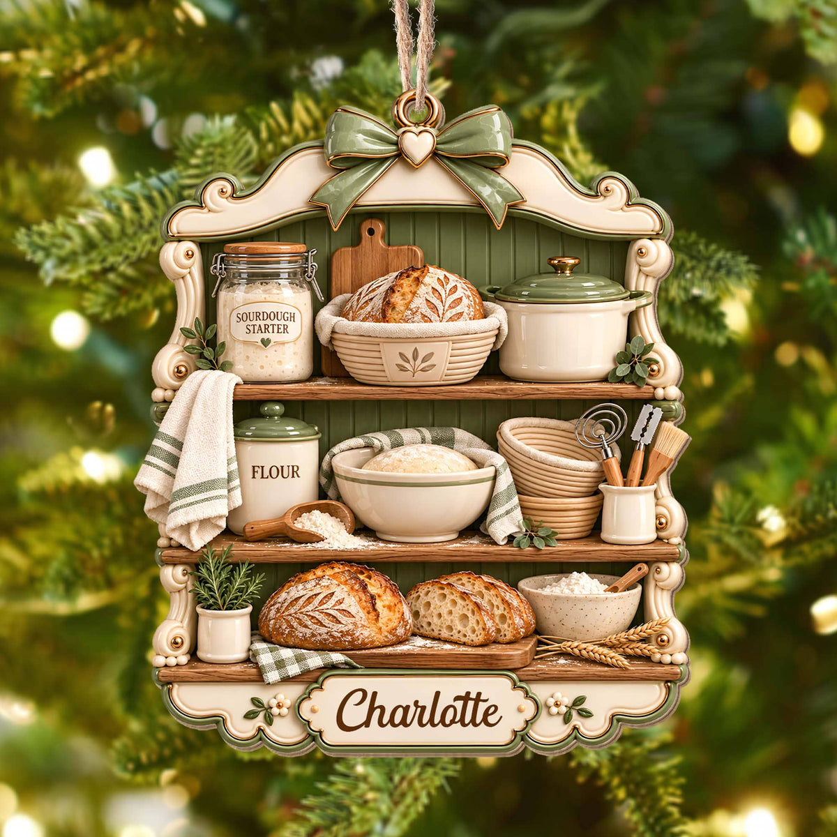 Sourdough Baker Shelf, Personalized Wood Ornament, Gift For Bakers - 4