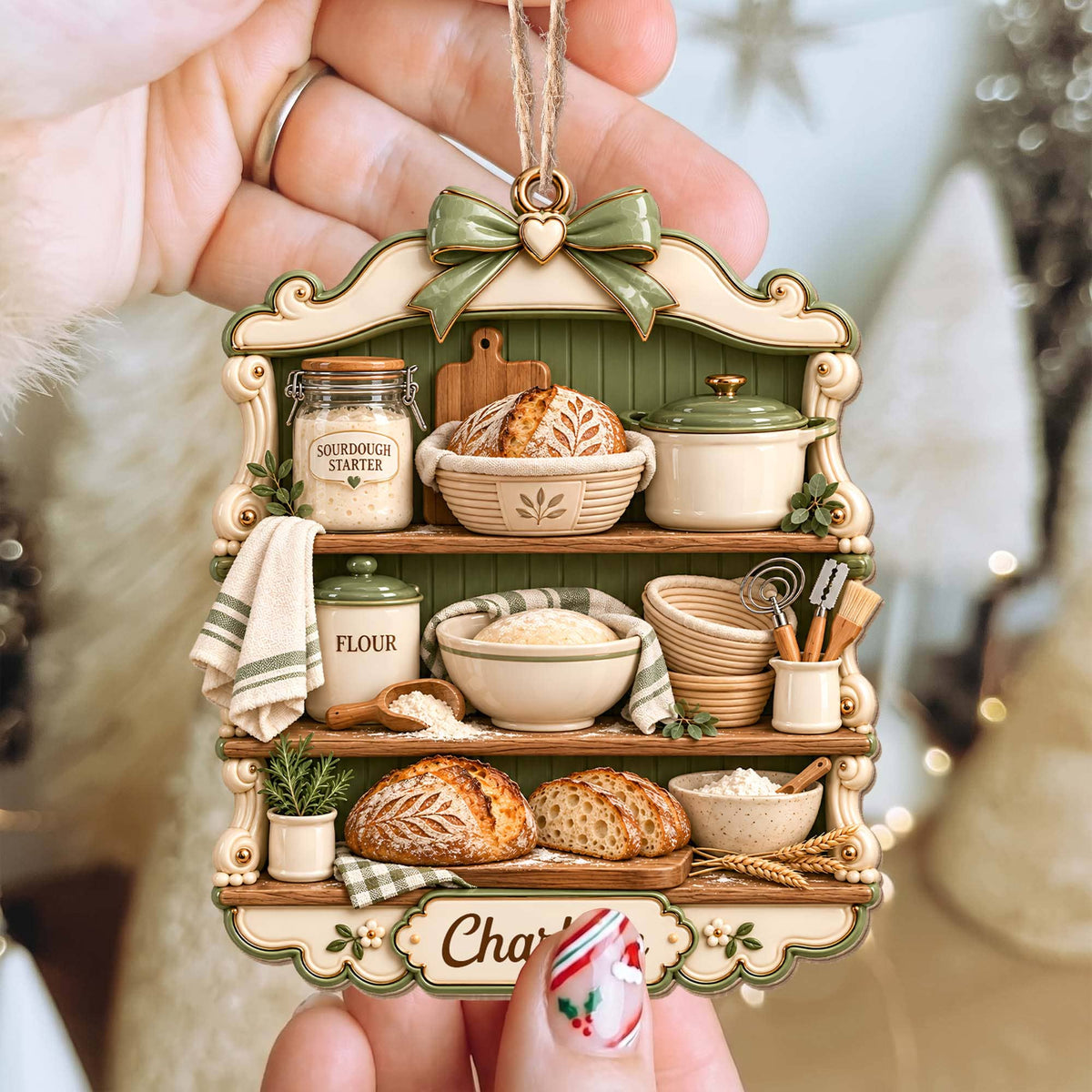 Sourdough Baker Shelf, Personalized Wood Ornament, Gift For Bakers - 6