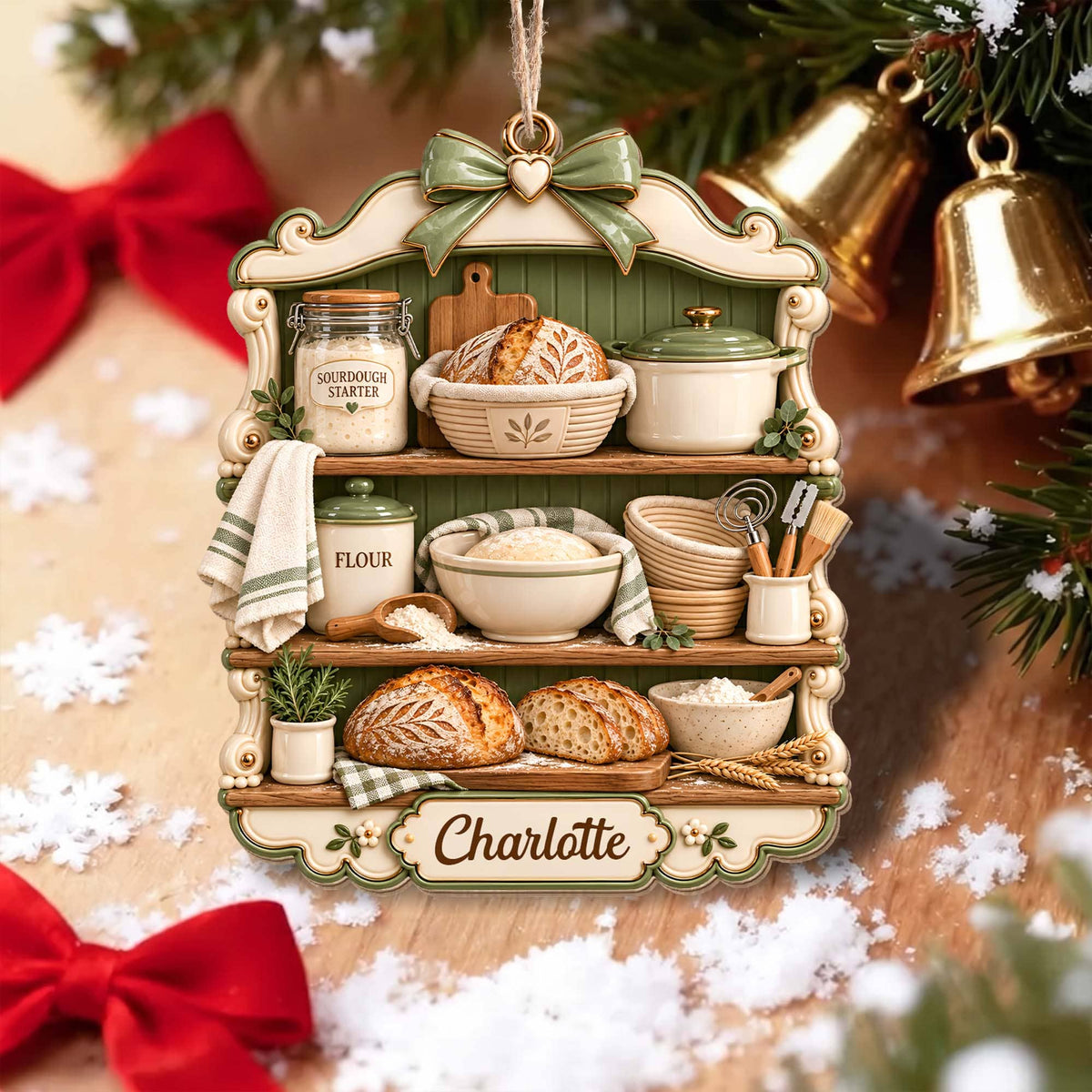 Sourdough Baker Shelf, Personalized Wood Ornament, Gift For Bakers - 7