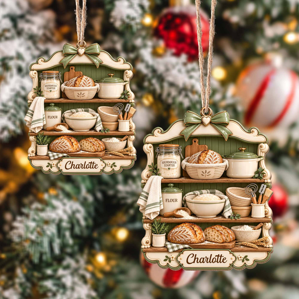 Sourdough Baker Shelf, Personalized Wood Ornament, Gift For Bakers - 8