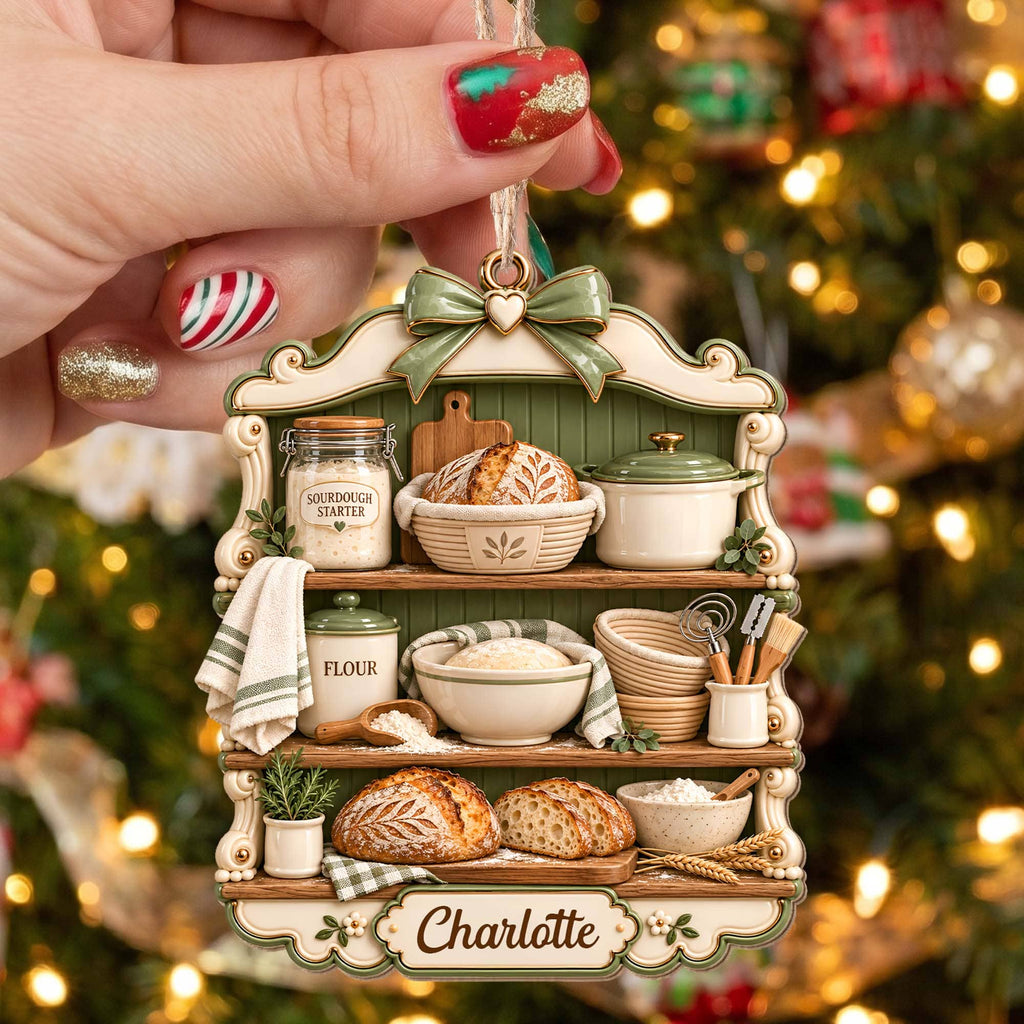 Sourdough Baker Shelf, Personalized Wood Ornament, Gift For Bakers - 11